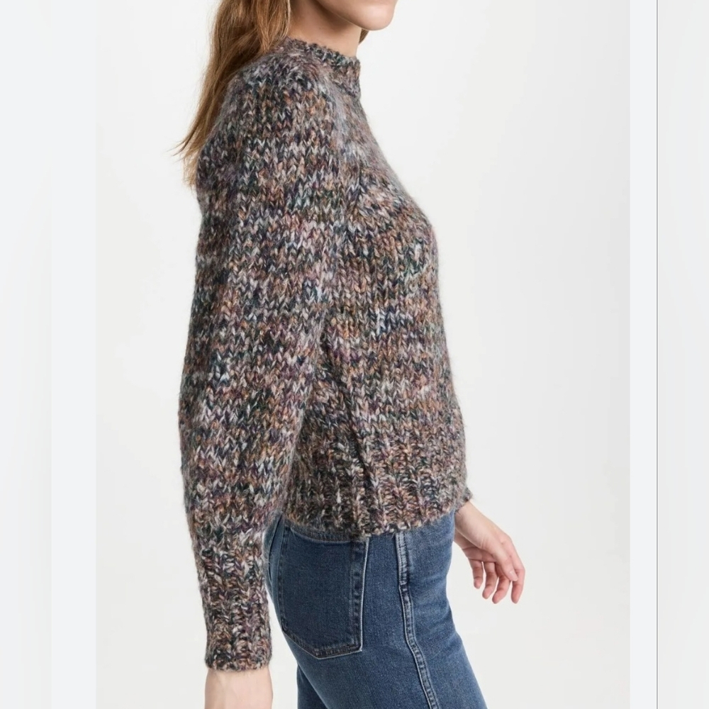 VERONICA BEARD Chaya Space Dye Puff Shoulder Crewneck Cropped Sweater in Multi - Picture 10 of 13